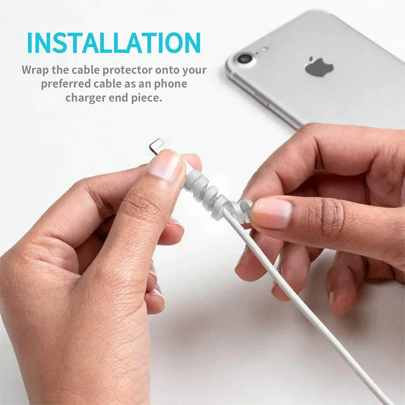 4PCS Cable Protector Silicone Bobbin Winder Wire Cord Organizer Cover for Apple Iphone USB Charger Cable Cord