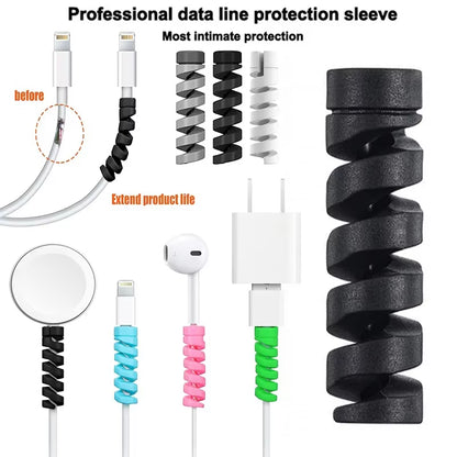 4PCS Cable Protector Silicone Bobbin Winder Wire Cord Organizer Cover for Apple Iphone USB Charger Cable Cord